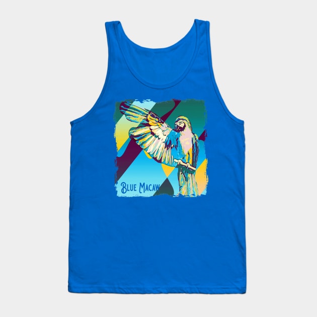 Blue Yellow Macaw Tank Top by SpottydoggCreatives